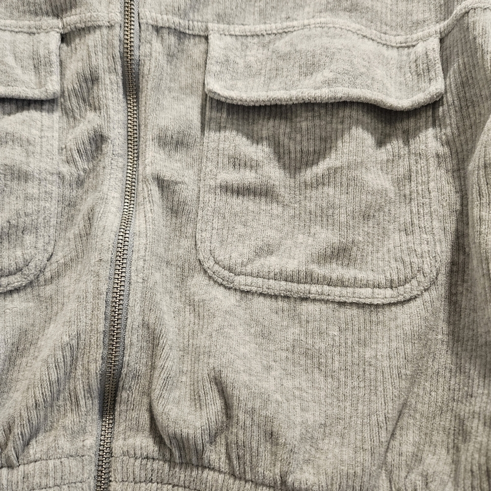 Woman's aerie Grey Corduroy collared cropped Jacket with pockets - Picture 5 of 7